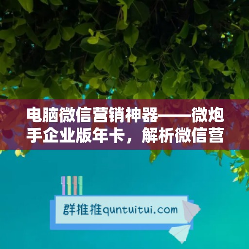 电脑微信营销神器——微炮手企业版年卡，解析微信营销新玩法