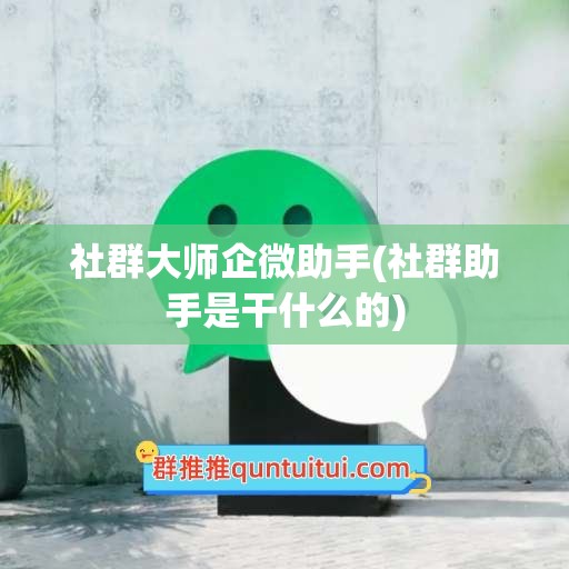 社群大师企微助手(社群助手是干什么的)