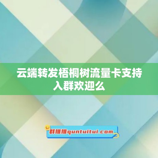 云端转发梧桐树流量卡支持入群欢迎么