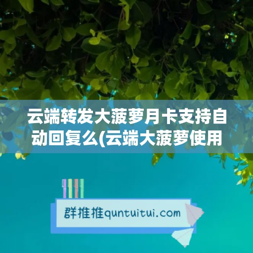 云端转发大菠萝月卡支持自动回复么(云端大菠萝使用教程)