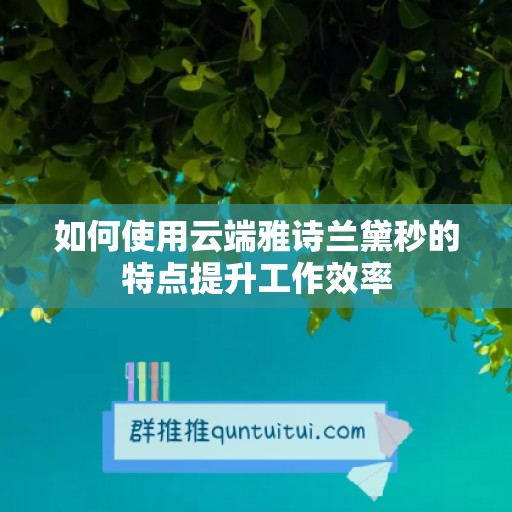 如何使用云端雅诗兰黛秒的特点提升工作效率