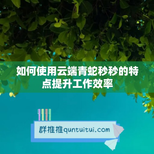 如何使用云端青蛇秒秒的特点提升工作效率