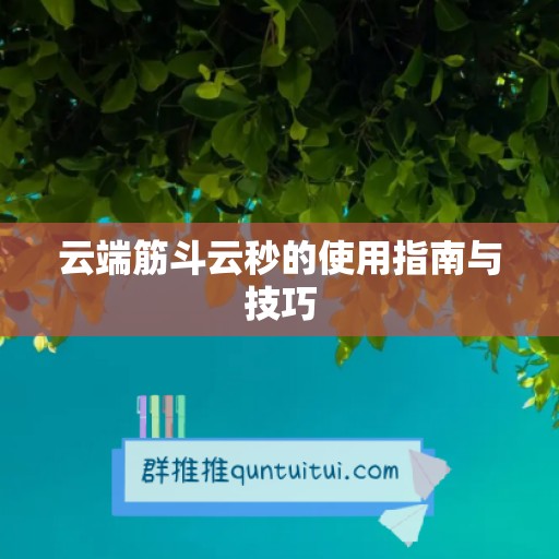 云端筋斗云秒的使用指南与技巧