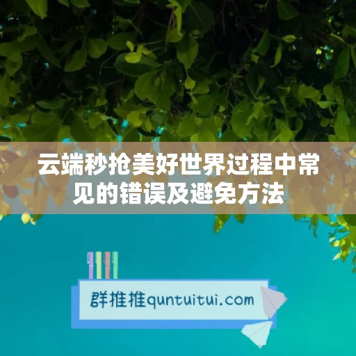 云端秒抢美好世界过程中常见的错误及避免方法