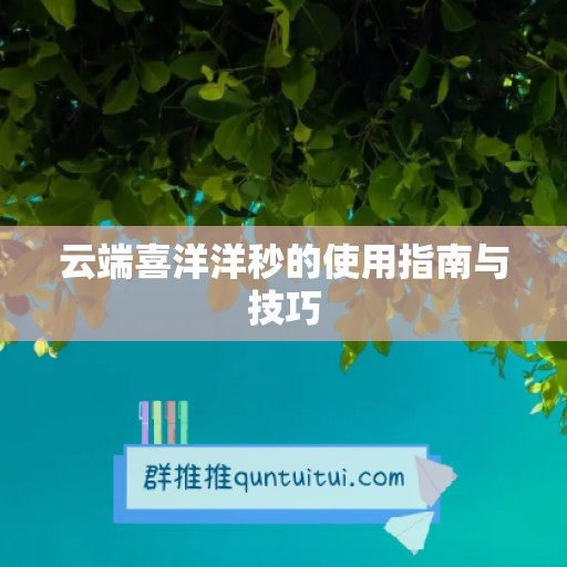 云端喜洋洋秒的使用指南与技巧