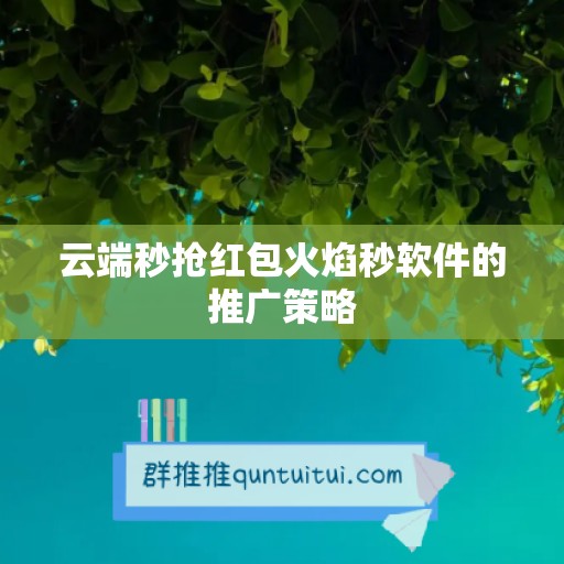 云端秒抢红包火焰秒软件的推广策略