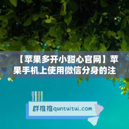 【苹果多开小甜心官网】苹果手机上使用微信分身的注意事项(云南滇声气脏脏)