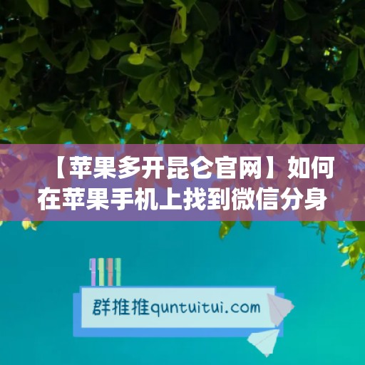 【苹果多开昆仑官网】如何在苹果手机上找到微信分身功能？(苹果手机微信双开官网)