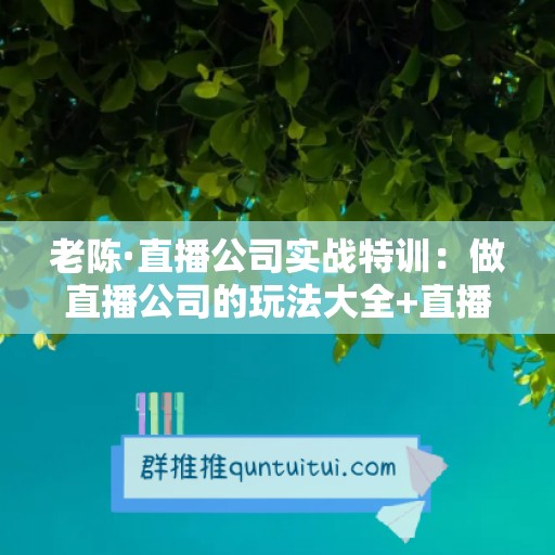 老陈·直播公司实战特训：做直播公司的玩法大全+直播百科全书