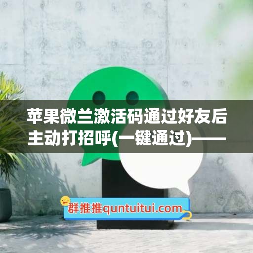 苹果微兰激活码通过好友后主动打招呼(一键通过)——让社交变得更轻松