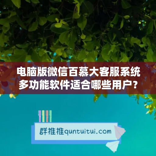 电脑版微信百慕大客服系统多功能软件适合哪些用户？