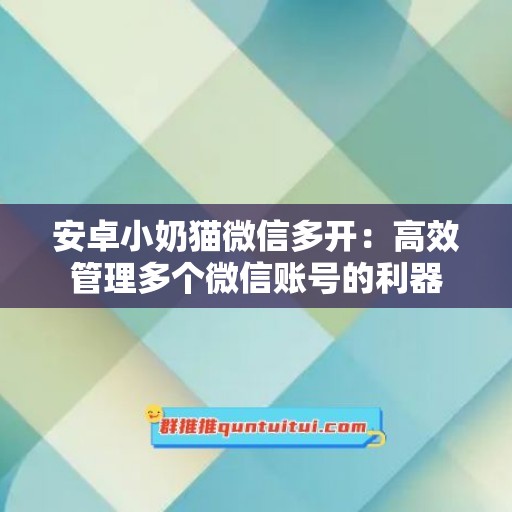 安卓小奶猫微信多开：高效管理多个微信账号的利器