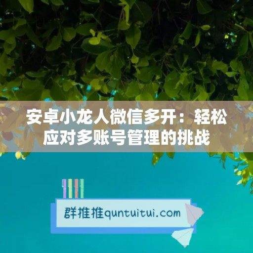 安卓小龙人微信多开：轻松应对多账号管理的挑战