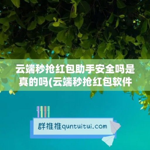 云端秒抢红包助手安全吗是真的吗(云端秒抢红包软件下载)