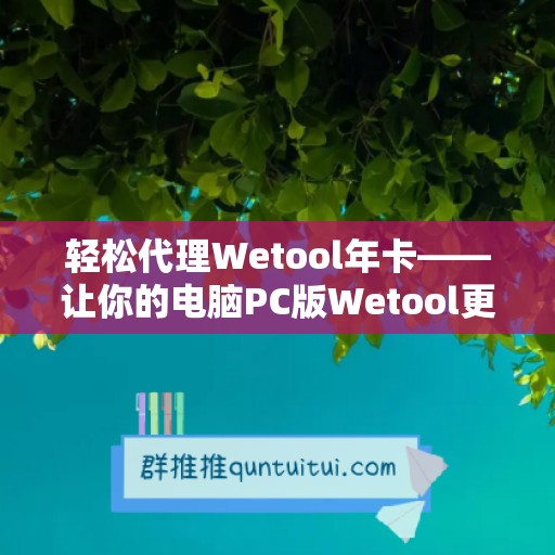 轻松代理Wetool年卡——让你的电脑PC版Wetool更加实用