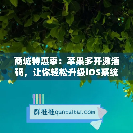 商城特惠季：苹果多开激活码，让你轻松升级iOS系统