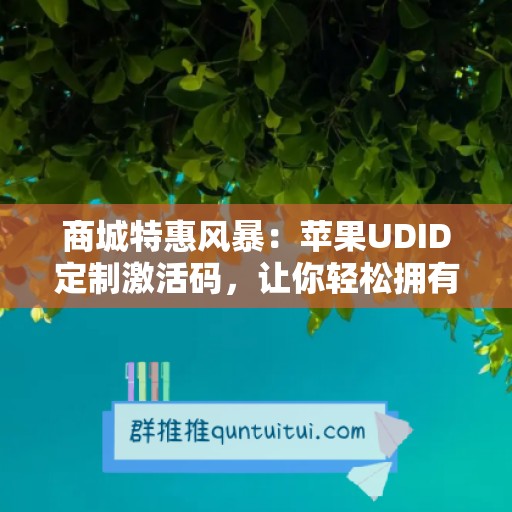 商城特惠风暴：苹果UDID定制激活码，让你轻松拥有无限可能