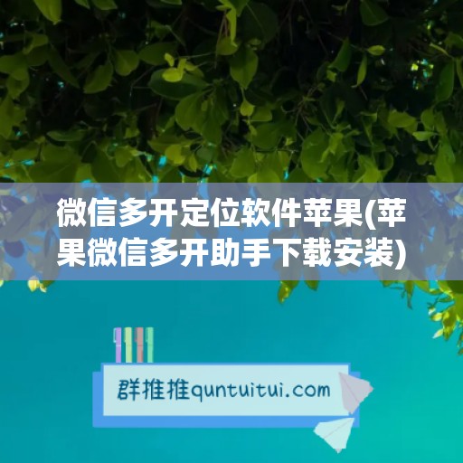 微信多开定位软件苹果(苹果微信多开助手下载安装)