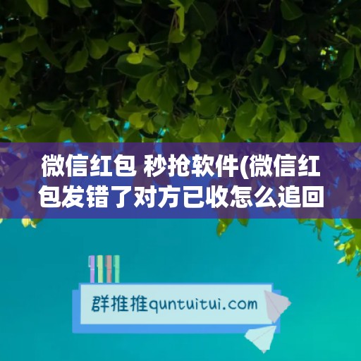 微信红包 秒抢软件(微信红包发错了对方已收怎么追回)