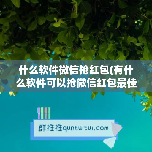 什么软件微信抢红包(有什么软件可以抢微信红包最佳)