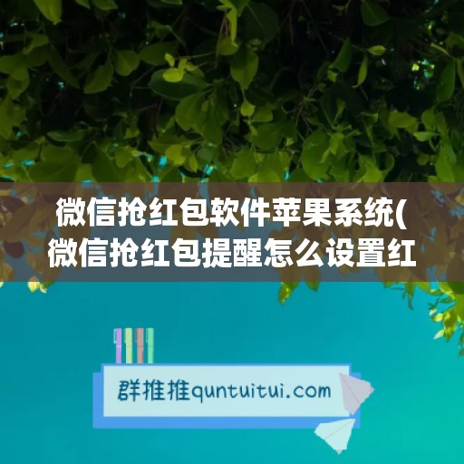 微信抢红包软件苹果系统(微信抢红包提醒怎么设置红包来了)