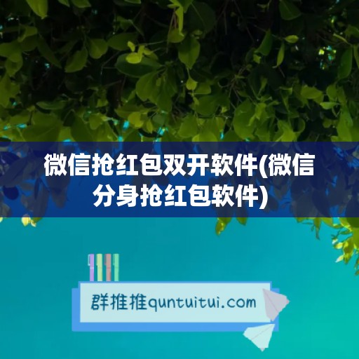 微信抢红包双开软件(微信分身抢红包软件)