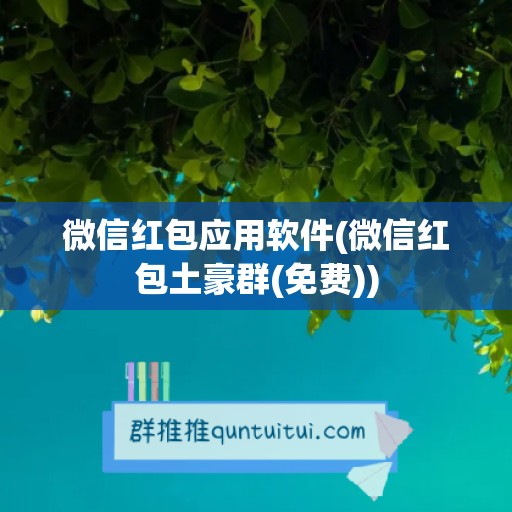 微信红包应用软件(微信红包土豪群(免费))