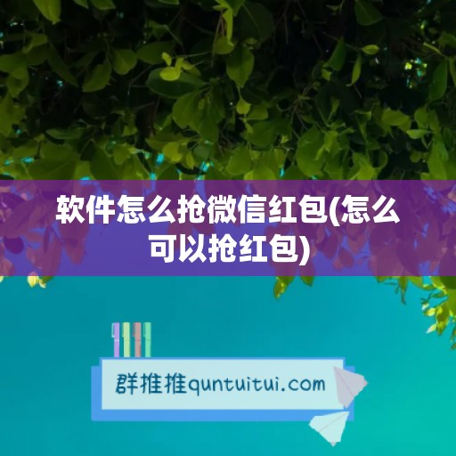 软件怎么抢微信红包(怎么可以抢红包)