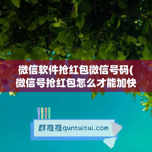 微信软件抢红包微信号码(微信号抢红包怎么才能加快速度)