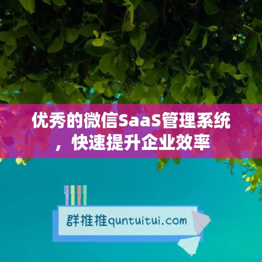 优秀的微信SaaS管理系统，快速提升企业效率