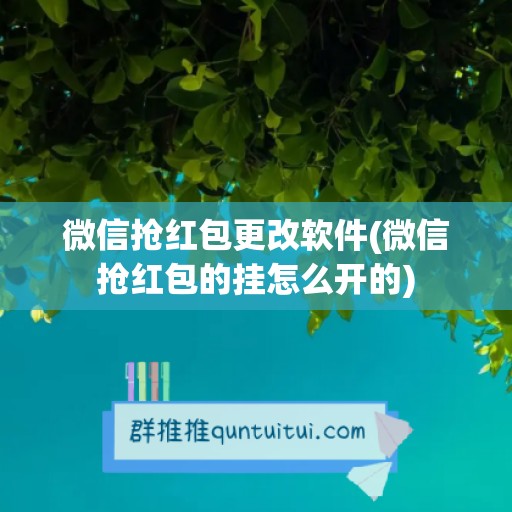 微信抢红包更改软件(微信抢红包的挂怎么开的)