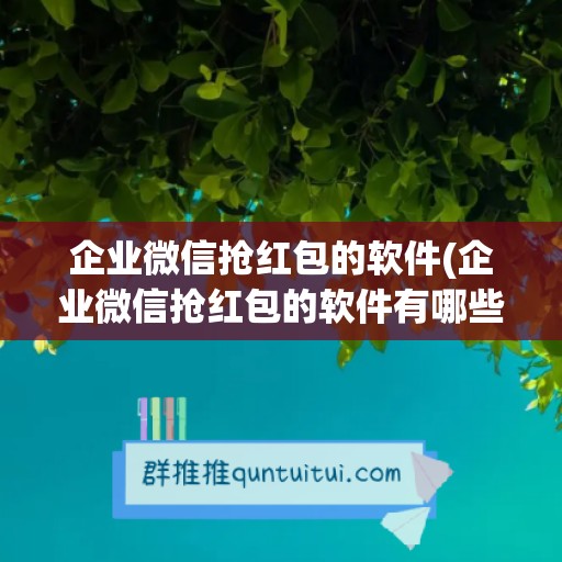 企业微信抢红包的软件(企业微信抢红包的软件有哪些)