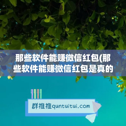 那些软件能赚微信红包(那些软件能赚微信红包是真的吗)