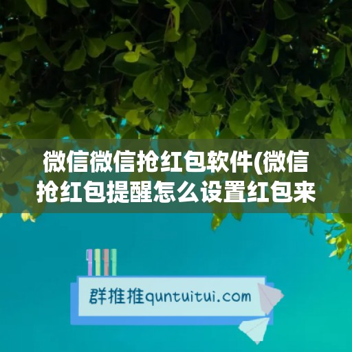 微信微信抢红包软件(微信抢红包提醒怎么设置红包来了)