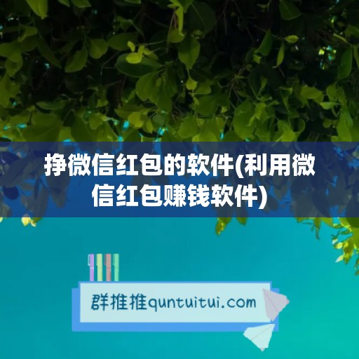 挣微信红包的软件(利用微信红包赚钱软件)