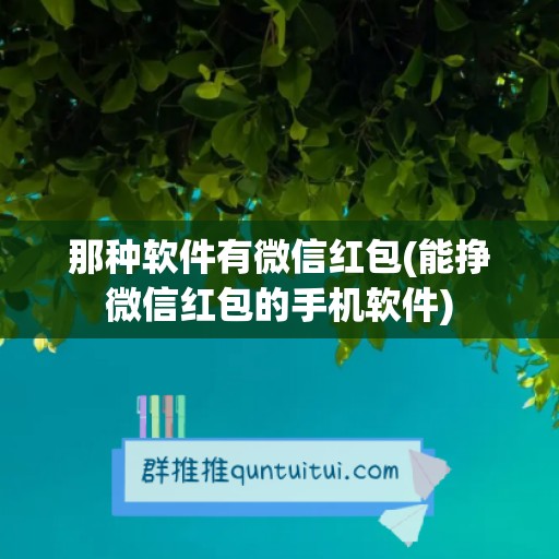 那种软件有微信红包(能挣微信红包的手机软件)