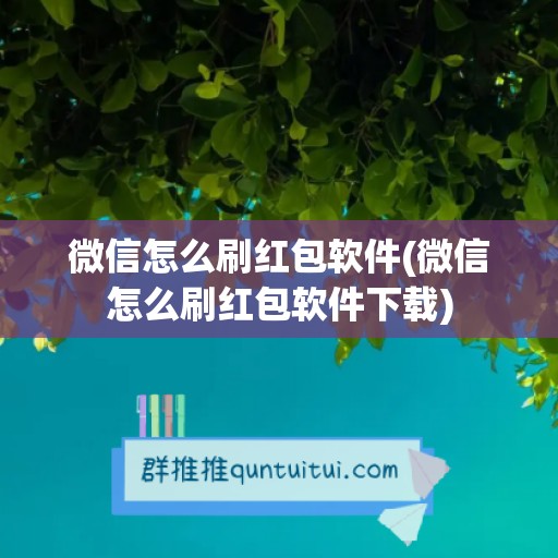 微信怎么刷红包软件(微信怎么刷红包软件下载)