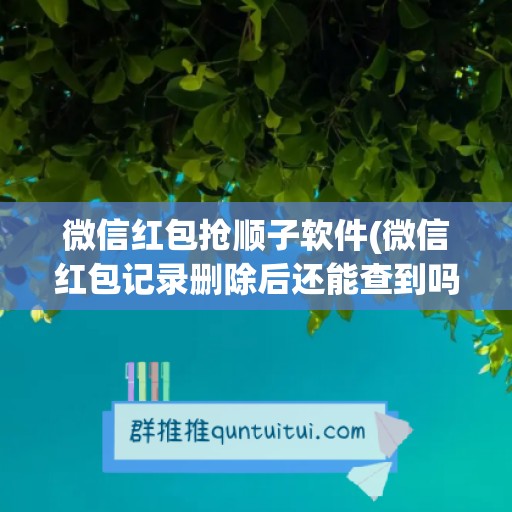 微信红包抢顺子软件(微信红包记录删除后还能查到吗)