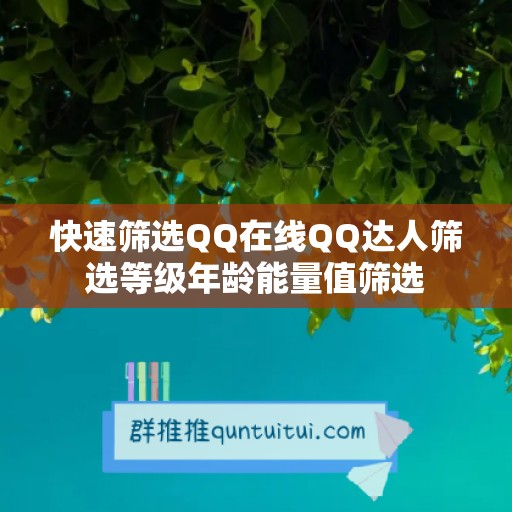 快速筛选QQ在线QQ达人筛选等级年龄能量值筛选