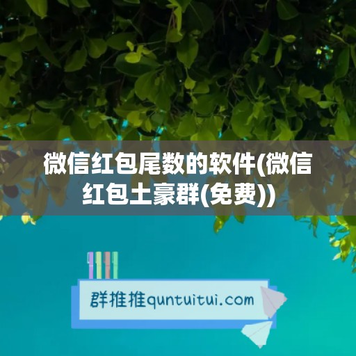 微信红包尾数的软件(微信红包土豪群(免费))