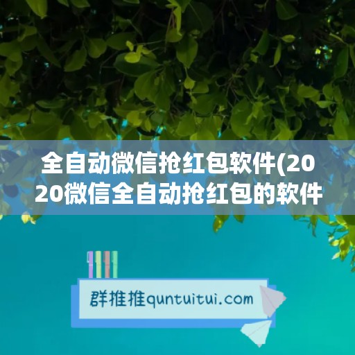 全自动微信抢红包软件(2020微信全自动抢红包的软件)