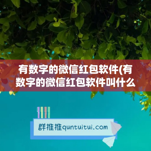 有数字的微信红包软件(有数字的微信红包软件叫什么)