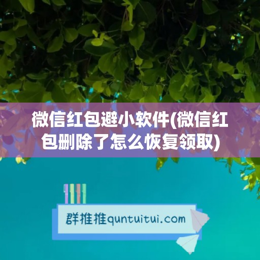 微信红包避小软件(微信红包删除了怎么恢复领取)