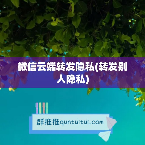 微信云端转发隐私(转发别人隐私)