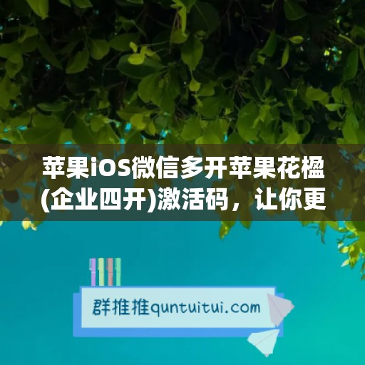 苹果iOS微信多开苹果花楹(企业四开)激活码，让你更便捷管理生活社交