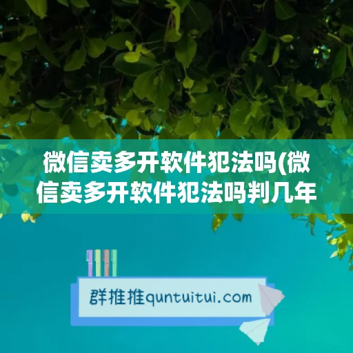 微信卖多开软件犯法吗(微信卖多开软件犯法吗判几年)