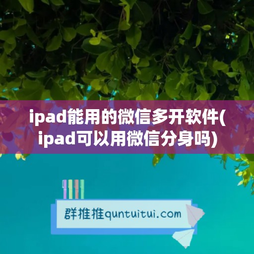 ipad能用的微信多开软件(ipad可以用微信分身吗)