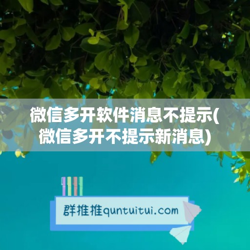 微信多开软件消息不提示(微信多开不提示新消息)