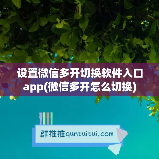 设置微信多开切换软件入口app(微信多开怎么切换)