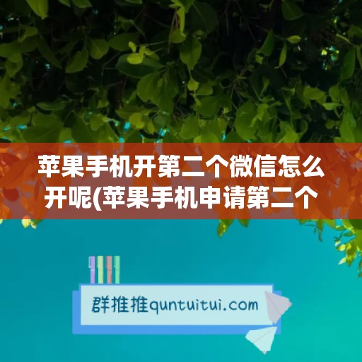 苹果手机开第二个微信怎么开呢(苹果手机申请第二个微信账号)